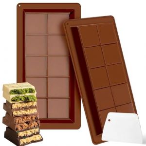 CATOR Lot de 2 moule tablette chocolat, Moule &agrave; chocolat en silicone moules &agrave; tablette de chocolat profonds Moules en silicone Barre de chocolat Moules &agrave; chocolat profonds Moules &agrave; chocolat (QUQU JIANING, neuf)