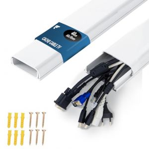 shinfly Goulotte TV 0.4m – Passe Cable PVC pour Cache-Câbles Mural, Cache Jusqu'à 1~10 Câbles, Goulotte Autocollante – Idéal pour l'installation de TV – 40cm(LG) x60mm(l) x18mm(h) - Blanc (Yeehoo, neuf)