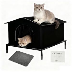 Niche d'ext&eacute;rieur pour chat avec base sur&eacute;lev&eacute;e, abri isol&eacute; et imperm&eacute;able extra large pour chatons, poules, lapins, animaux, terrasse, balcon, 40 x 33 x 33 cm (GoodAcres, neuf)