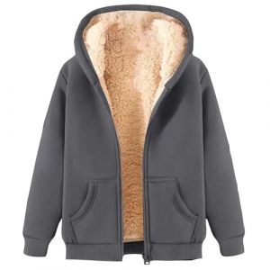 POIUIYQA Manteau d'hiver Femme Chaud Femme Automne/Hiver Manteau Agneau Plus Polaire Cardigan &Eacute;pais &agrave; Capuche Grande Taille Manteau Manteau Femme (HIKLASbien, neuf)