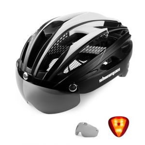 Shinmax Casque de v&eacute;lo r&eacute;glable, certifi&eacute; CE, Casque de v&eacute;lo avec visi&egrave;re de Protection Amovible, pour Homme et Femme, Montagne et Route, Skateboard, Ski et Snowboard, Femme Homme, Noir/Blanc (AIWEITONG, neuf)