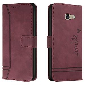 Lihondar Coque pour Samsung Galaxy A5 2017/A520, Etui Portefeuille Samsung A5 2017/A520, Protection Etui à Rabat Housse en Cuir PU avec Antichoc TPU [Magnétique] pour Samsung A5 2017/A520 (Rouge) (LiHondar, neuf)