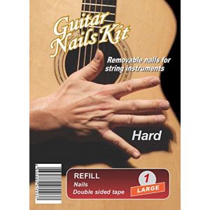 Guitar Nails Refill Hard (1) Large | Ongles pour guitare | Amovible | avec adh&eacute;sif double face (GuitarNailsKit, neuf)