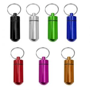 7 pi&egrave;ces Bo&icirc;te &agrave; Pilule en Aluminium,Mini-Bouteille Lmperm&eacute;able Porte-Pilules en Aluminium Porte-Cl&eacute;s Pilulier Portable Mini Bouteille de Pilule pillendose schl&uuml;sselanh&auml;nger (weiyuan-shop, neuf)