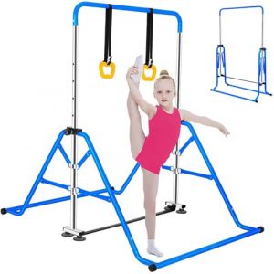 FCOUMY Barre Horizontale de Gymnastique - &Eacute;quipement de Gymnastique pour la Maison - Barre Horizontale t&eacute;lescopique r&eacute;glable en Hauteur avec Anneaux de Gymnastique pour Enfants de 3 &agrave; 12 Ans (FCOU, neuf)