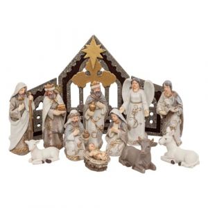 Atmosphera - Crèche de noël avec santons 11 santons résine h25cm (DECORATION BRANDS, neuf)