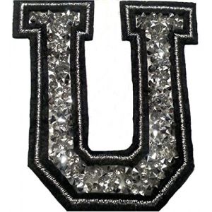 Écusson Patch Badge strass Brodé ecusson lettre alphabet thermocollant " U 8-10 cm " (B2SEE LTD avec TVA francaise et livraison LaPoste, neuf)