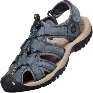 Lvptsh Sandales de Randonnée Homme Cuir Eté Extérieur Sandales de Sport Trekking de Plage de Marche Antidérapant,Blue,EU46 (Cfei Trading Co., Ltd., neuf)