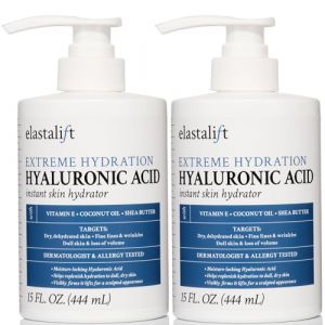 Elastalift Lot de 2 cr&egrave;mes hydratantes pour le visage et le corps &agrave; l'acide hyaluronique, cr&egrave;me hydratante anti-&acirc;ge avec acide hyaluronique, huile de noix de coco, squal&egrave;ne pour rides, peau tombante (Fast Media Ships From USA, neuf)