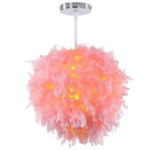 PETITES ECREVISSES Suspension Plume Luminaire Plafonnier Moderne Lustre Abat-Jour 30cm pour les Salons Chambres des Enfants (Plume - Rose) (DOO2U, neuf)