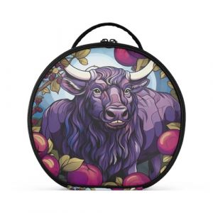Fruit De Vache Pourpre De Dessin Animé Créativité Trousse Sac Cosmétique Circulaire de Maquillage Pochette Sacs avec Cloisons Amovibles pour Voyage Filles (HULAHULA, neuf)