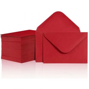 EAVUYIS 50 Pi&egrave;ces Enveloppes En Papier Rouge, Carte Kraft Pour No&euml;l, Lettres, Carte De V&oelig;ux, Carton D&rsquo;Invitation, Carte D&rsquo;Anniversaire, Mariage (LI ZHONGCHEN OUZHOUDIAN, neuf)