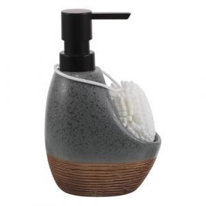 Gatuida Distributeur de Savon Liquide C&eacute;ramique pour Salle de Bain Flacon &agrave; Pompe Rechargeable avec Porte-&eacute;ponge pour Comptoir ou Douche (Brandon Zou, neuf)