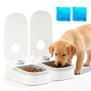 Distributeur Croquettes Chat Automatique, 350ml*2 Distributeur Automatique pour 2 Repas, Mangeoire Automatiques avec Minuterie Et Sac De Glace, Distributeur De Croquettes pour Chats Et Petits Chiens (TRUST AND BU, neuf)