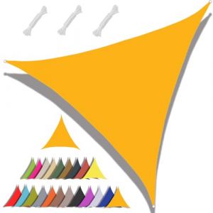 MAJINGC Voile D'ombrage Triangulaire ，3x3x3mToile d'ombrage Protection Solaire Protection UV 95% R&eacute;sistant &Agrave; l'eau pour terrasse Piscine Jardin Jaune Mangue (MAJINGC, neuf)