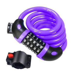REHKITTZ Antivol Velo,Cadenas de velos Long 120cm x 12mm,Câble Antivol pour Vélo Scooter Motos Portail Vélo avec 5 Chiffres Intelligente Code et Vélo Poussette,Verrouillage à Vélo Antivol (4US, neuf)