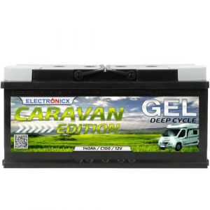 Electronicx Batterie GEL 12V 140Ah &ndash; 140 Ah &agrave; d&eacute;charge lente, sans entretien pour camping-car, caravane, bateau, cabane de jardin, installation solaire autonome, batterie de service &ndash; 393&times;175&times;190 mm (Electronicx, neuf)