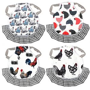 AIEX 4 Pièces Selle De Poulet Standard Tablier de Poule Avec Sangles Élastiques Protecteur d'Aile Arrière Fournitures de Soins de Plumes de Volaille pour Poulet Canards Oie (Noir) (Beisong, neuf)