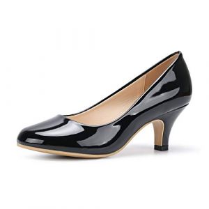 Phorecys Femme Escarpins Petit Talon Hauteur 6 cm Chaussure Taille 35-44 Talon Aiguille Confortable Sexy Escarpins Mariage Soir&eacute;e Travail Noir Verni-8.5 (YANZIYUN, neuf)
