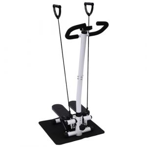 Stepper de fitness 2 en 1 pour la maison, avec cordes de puissance et guidon, &eacute;cran LCD, hauteur r&eacute;glable, silencieux et antid&eacute;rapant, &eacute;quipement de fitness pour jambes/bras jusqu'&agrave; 150 kg (NiyuuYelk, neuf)