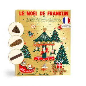 FRANKLIN – Calendrier de l’Avent Chien – Edition Noel 2025 – 24 cases Friandises et sticks – Tout Âge - Fabriqué en France – 250 g (Franklin Pet Food, neuf)