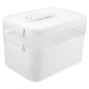 MUCKLILY Bo&icirc;te &agrave; Outils de Manucure Portable Blanche en Plastique Pp Solide Compartiments Amovibles et Poign&eacute;e Ergonomique &ndash; Rangement Multi-niveaux pour Accessoires Nail Art et Salon (Senike, neuf)