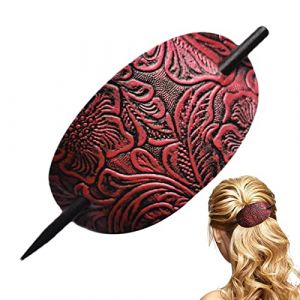 &Eacute;pingle &agrave; cheveux en cuir avec b&acirc;ton | Barrette &agrave; cheveux en similicuir de forme ovale,Barrettes &agrave; cheveux b&acirc;ton pince &agrave; cheveux b&acirc;ton de cheveux queue de cheval &eacute;pingle &agrave; cheveux pour femmes Teksome (tangzkc, neuf)