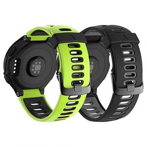 NotoCity Bracelet 735xt Forerunner Montre Fitness Tracker Silicone Souple Bracelet de Replacement Sport Compatible Forerunner 230/235/620/630/735XT boucle noire (vert-noir et noir-gris) (NotocityEU, neuf)