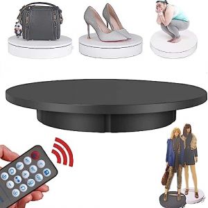 DPDZSW Plate-Forme Rotative Automatique, Pr&eacute;sentoir Rotatif Motoris&eacute; 60cm 150kg Charge, Plateau Tournant &eacute;lectrique &agrave; 360 Degr&eacute;s pour Photographie, T&eacute;l&eacute;commande,Black (lvliangshilishiquzhangyonghongbaihuoshanghang, neuf)