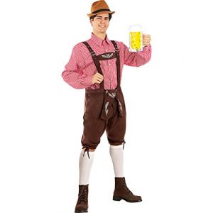 Funidelia | Déguisement Oktoberfest Deluxe pour Homme Tyrolienne, Bavarois, Oktoberfest, Allemagne - Déguisement pour Adultes et Accessoires pour Halloween, Carnaval et fêtes - Taille L - Marron (Funidelia FR-BE-LU, neuf)