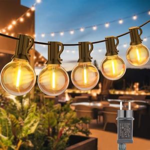 ONSTUY Guirlande Lumineuse Ext&eacute;rieure,15 M&egrave;tres Guirlande Guinguette Ext&eacute;rieur G40 avec 25 LED Ampoules,2700K Blanc Chaud,IP65 Imperm&eacute;able Cha&icirc;ne Lumiere Exterieur pour Jardin,Mariage,F&ecirc;te,No&euml;l (ONSTUY-EU, neuf)