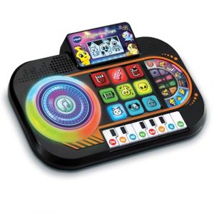 VTech DJ Mix Junior Table de mixage pour Enfants, Jouets &eacute;lectroniques pour Enfants &agrave; partir de 3 Ans, Panneau Lumineux, Disque Cratch, Piano avec 8 Touches, 9 chansons, 27 m&eacute;lodies et Mini-Jeux (TradeINN, neuf)
