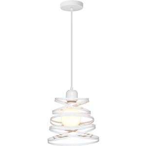 iDEGU Suspension Luminaire Moderne Créatif Lustre Plafonnier de Design Cage à Spirale en Cascade Vintage Rétro E27 Lampe Suspension pour Chambre Salon Salle à Manger, 20cm, Blanc (1 Lumière) (IDEGU, neuf)