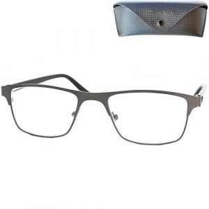 Mini Brille - Lunettes Anti Lumi&egrave;re Bleue Verres Rectangulaires, Etui Lunettes, Monture en Acier Inoxydable L&eacute;ger (Graphite), Lunettes de Lecture Homme et Femme +1,5 Dioptrie (Mini Brille, neuf)