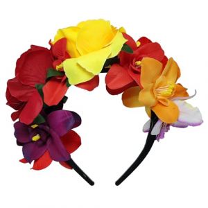 Serre-tête à couronne de fleurs mexicaines - Serre-tête d'Halloween - Serre-tête de fête - Costume - Serre-tête à couronne de fleurs roses - Accessoires de cheveux Cosplay (Yanyahappy Shop, neuf)