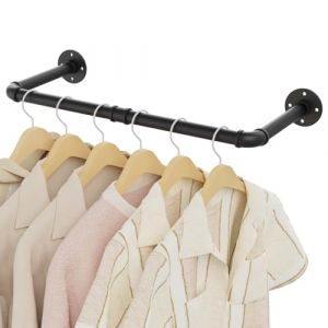 YheenLf Tringle Vetement Murale, Penderie Murale 64cm, Barre Dressing Industriel, Portant pour Salon, Chambre, Gain de Place, Montage Facile, Robuste et durable, Noir (YheenLf, neuf)