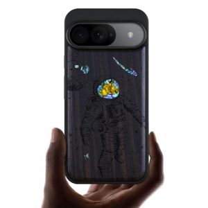 Carveit Etui pour Pixel 9 Coque [Gravure en Bois et Incrustation de Coquille] &OElig;uvre d'art Unique Compatible avec Google Pixel 9 &Eacute;tui (Bois Sombre-Vagabond Cosmique) (Carveit Art, neuf)