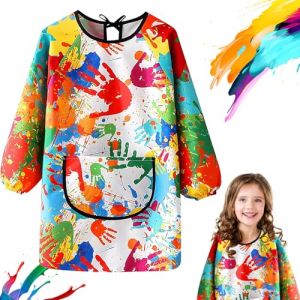 RCYHCY Tablier Peinture Enfant, Imperméable Blouse Peinture Enfant 6-12 Ans Filles et Garçons, Tablier Manches Longues Enfant, Tablier Peinture avec Poches, pour L'école Activités, Peinture, Cuisine (WUF-EU, neuf)