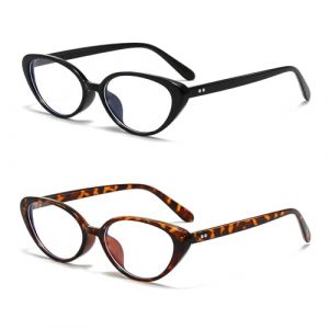 LJCZKA Lunette Anti Lumiere Bleue Ovale Femme Homme Oeil de Chat y2k Petite R&eacute;tro Lunettes Anti Fatigue pour Jeux, Ordinateur et TV (Noir+L&eacute;opard, 0.0, x) (LJCZKA, neuf)
