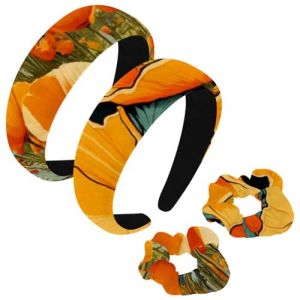 etoenbrc Lot de 2 bandeaux larges et chouchous en polyester pour femme, motif coquelicot californien, jaune, bandeau à cheveux antidérapant pour filles et femmes (GZYHHTY, neuf)