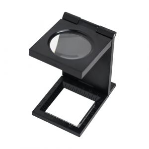 Wonvify Loupe de Table Compte-Fils, Loupe de Lecture, Pliable Compteur de Fils en Métal, Grossissement de 10x, pour Travail, Bureau Maison, Réparation, Hobby, Artisanat, Journaux (JiShanFuSong, neuf)