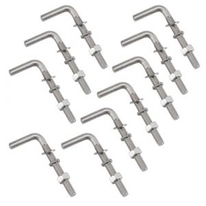 Lot de 10 boulons filetés M6 x 100 mm en forme de L en acier inoxydable 304 pour fondation, ancrage, vis carrées, crochets pour suspension (Flomore, neuf)
