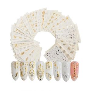 TOZBLEU Nail Autocollants Stickers Ongles Auto-adhésif 3D Design,fleurs,feuilles de bambou fraîches,transfert de papillon,modèle d'autocollant, manucure, décoration, bricolage pour femmes(30Feuilles) (lilidan, neuf)