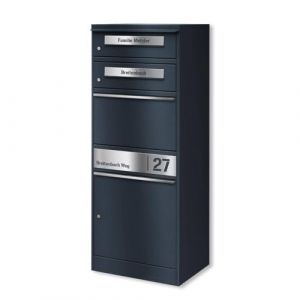 Metzler boîte à Colis avec 2 boîtes aux Lettres – Double boîte personnalisée avec Plaque gravée en INOX – Grand modèle extérieur RAL 7016 Anthracite – Modèle Bispo 2 (Metzler GmbH, neuf)