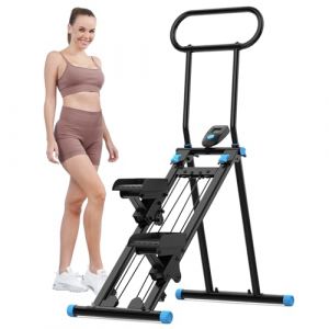 HXD-ERGO Vertical Climbing Machine, Stepper Pédale Portable Pliante, Cross Trainer avec Écran LCD pour Instruments, Entraînement à Domicile, Gym, Guidon Réglable (Noir-Bleu) (HXD-ergo, neuf)