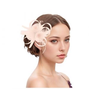 Chapeau bibi vintage pour femme - Voile de mariée - Accessoire de cheveux - Plume - Voile - Banquet - Chapeau en maille - Barrettes à cheveux élégantes - Pour carnaval, cocktail, thé (Woybda, neuf)