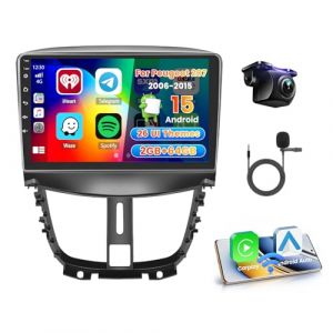 Roinvou 2+64G Autoradio Android pour Peugeot 207 2006-2015 avec CarPlay sans Fil Android Auto, 9 Pouces &Eacute;cran 2 DIN Radio MirrorLink avec Wi-FI GPS Bluetooth EQ FM/RDS SWC Cam&eacute;ra de Recul (wenheyou, neuf)