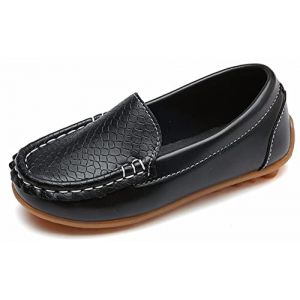 Yeeteepot Mocassins pour Enfant Cuir Bateau Chaussures Gar&ccedil;on Mode Oxford Chaussures Fille D&eacute;contract&eacute; Confortable Mocassin Plates Loafers, Noir 33 EU (Yeeteepot, neuf)