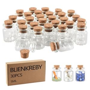 BLIENKREBY 30 x Mini Bouteille Verre, 5ml Petite Bouteille en Verre, Fiole en Verre, Cadeau Mariage Fête Décoration, Mini Bouteille Cadeau Invites Mariage Bapteme (joyukstore, neuf)