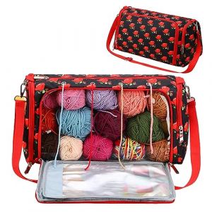 Sac de rangement de fil,Sac fourre-tout en laine flamboyant - Sac à bandoulière en laine avec motif pour les amateurs de tricot et les débutants au crochet (queen'style, neuf)